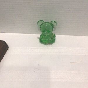 Green Glass Bear Figurine/paperweight 3”